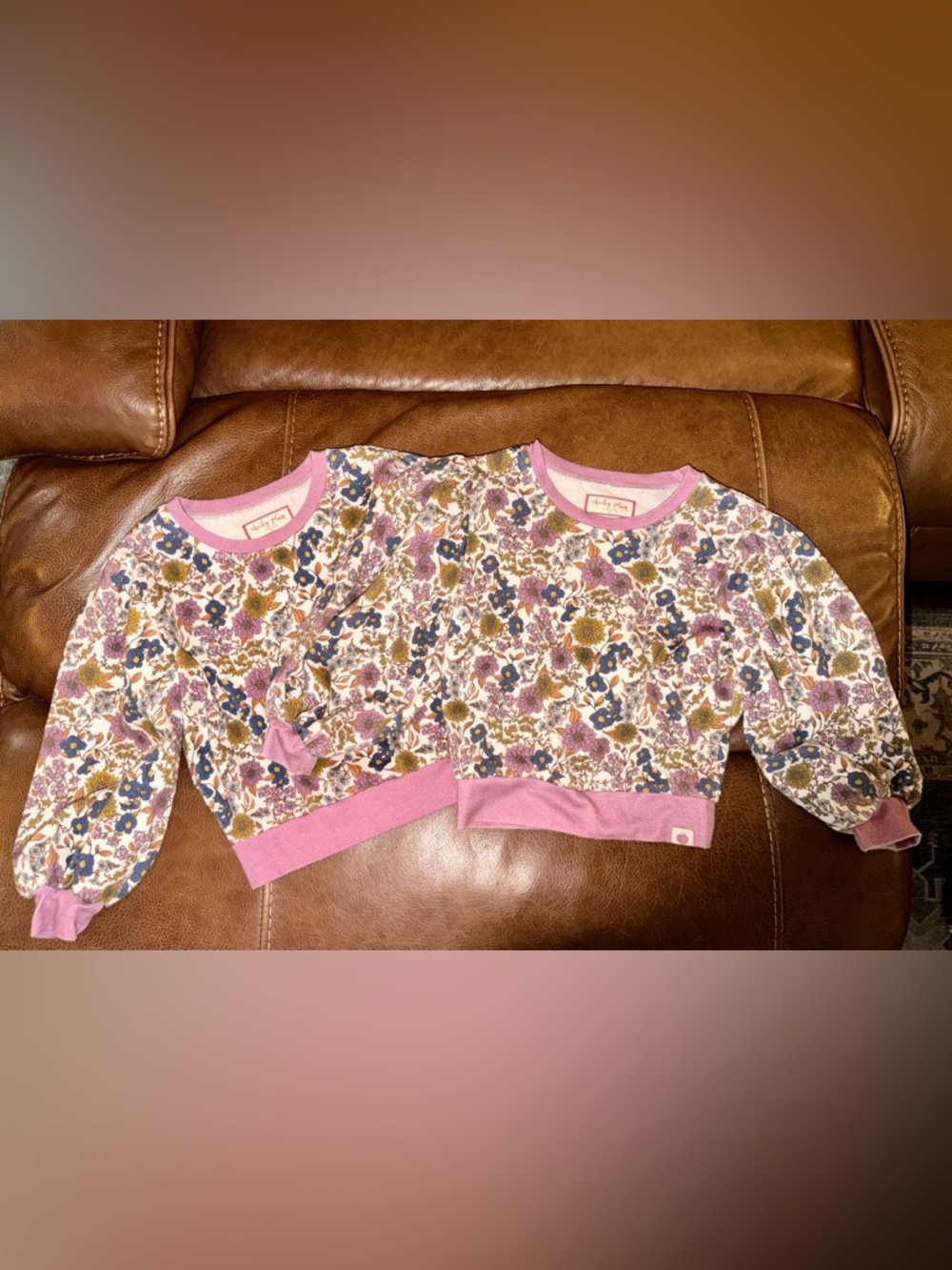 cheeky plum Floral Crewneck Sweatshirt with Pink Trim